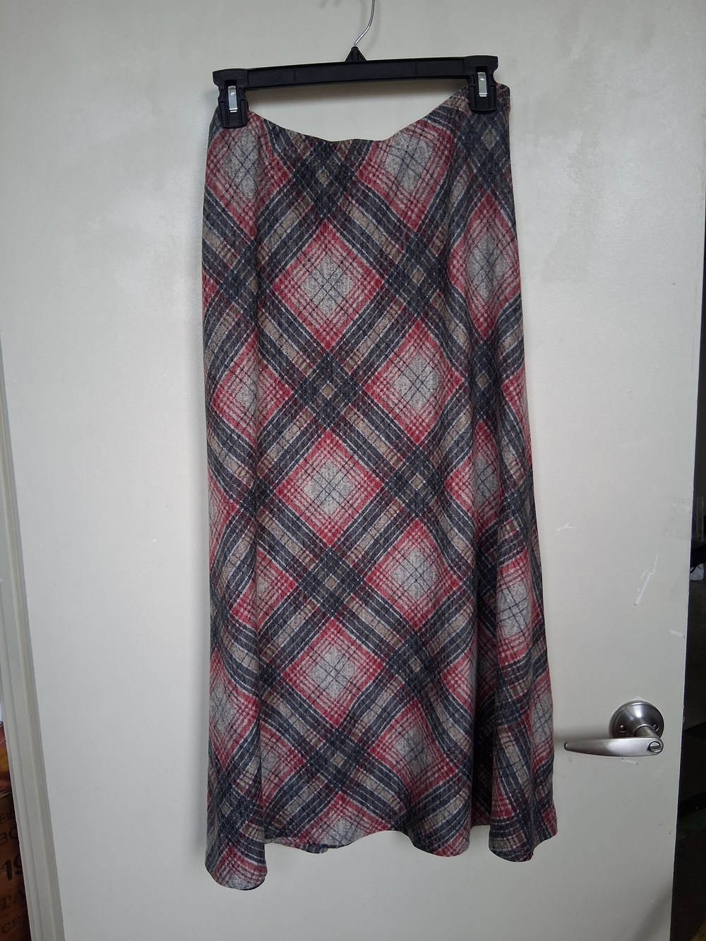 Southern Lady Plaid Maxi Skirt in Red and Gray